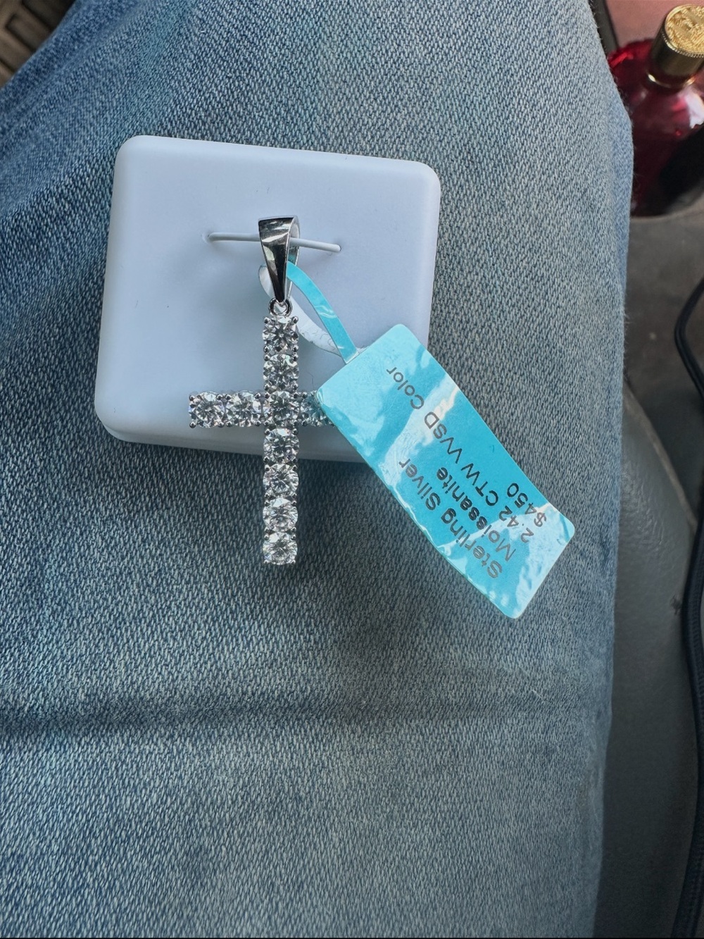 Silver Crystal Cross Pendant - Sparkling Clear Stones